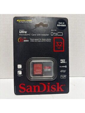 SanDisk Ultra 32GB microSDHC Memory Card with SD Adapter New Sealed Package